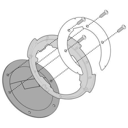 Specific flange for fitting the tank bags with TANKLOCK system