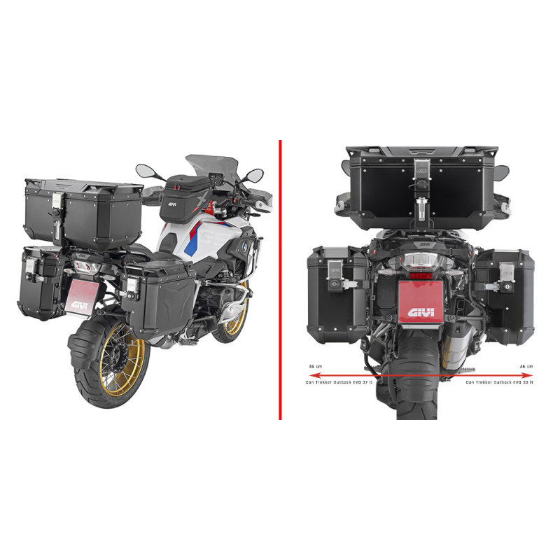 Portavaligie PL ONE-FIT con lato destro scantonato per valigie Trekker Outback per BMW R 1200 GS Adventure (14 - 18) PLOS5108CAM