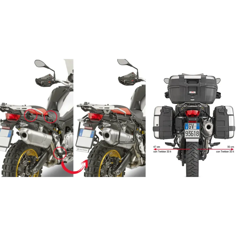 Portavaligie laterale a rimozione rapida per valigie MONOKEY® o RETRO FIT per BMW F 800 GS (24) PLR5127