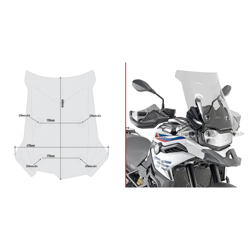 Cupolino specifico fumé 44 x 47 cm (H x L) per BMW F 800 GS (24) D5127S