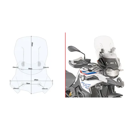 Cupolino scorrevole AIRFLOW trasparente per BMW F 800 GS (24) AF5127