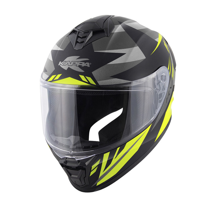 Casco Integrale Kappa KV51 ZENITH nero opaco / titanio / giallo fluo - Visenzi Motomarket