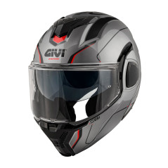 Flip-Back helmets GIVI X36 Fiber pulse matt titanium / black / red - Visenzi Motomarket